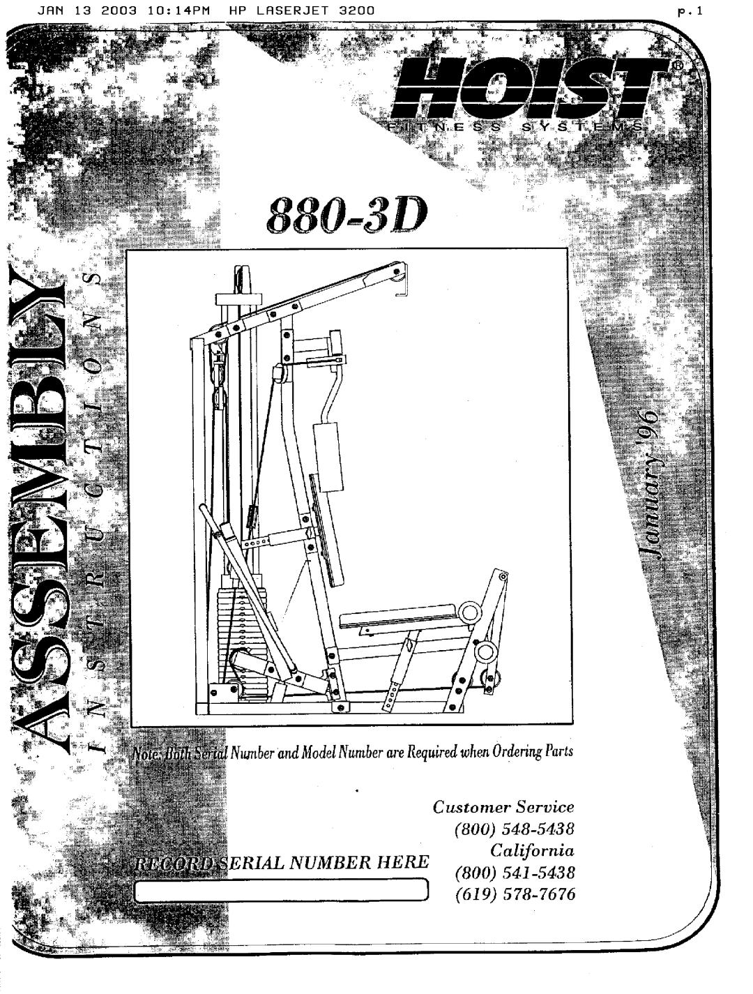 Hoist Fitness 880-3D manual 