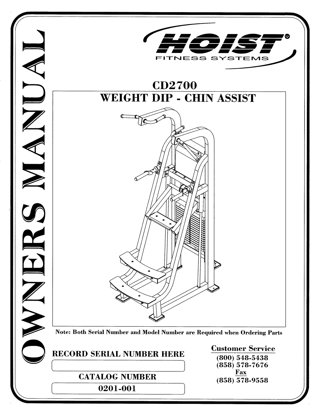 Hoist Fitness CD2700 manual 