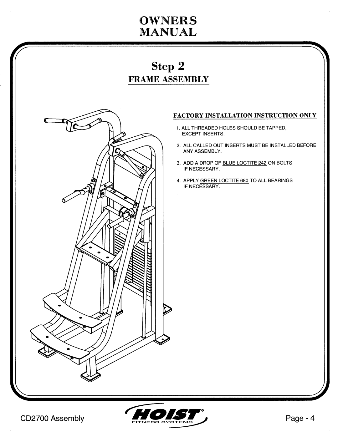 Hoist Fitness CD2700 manual 