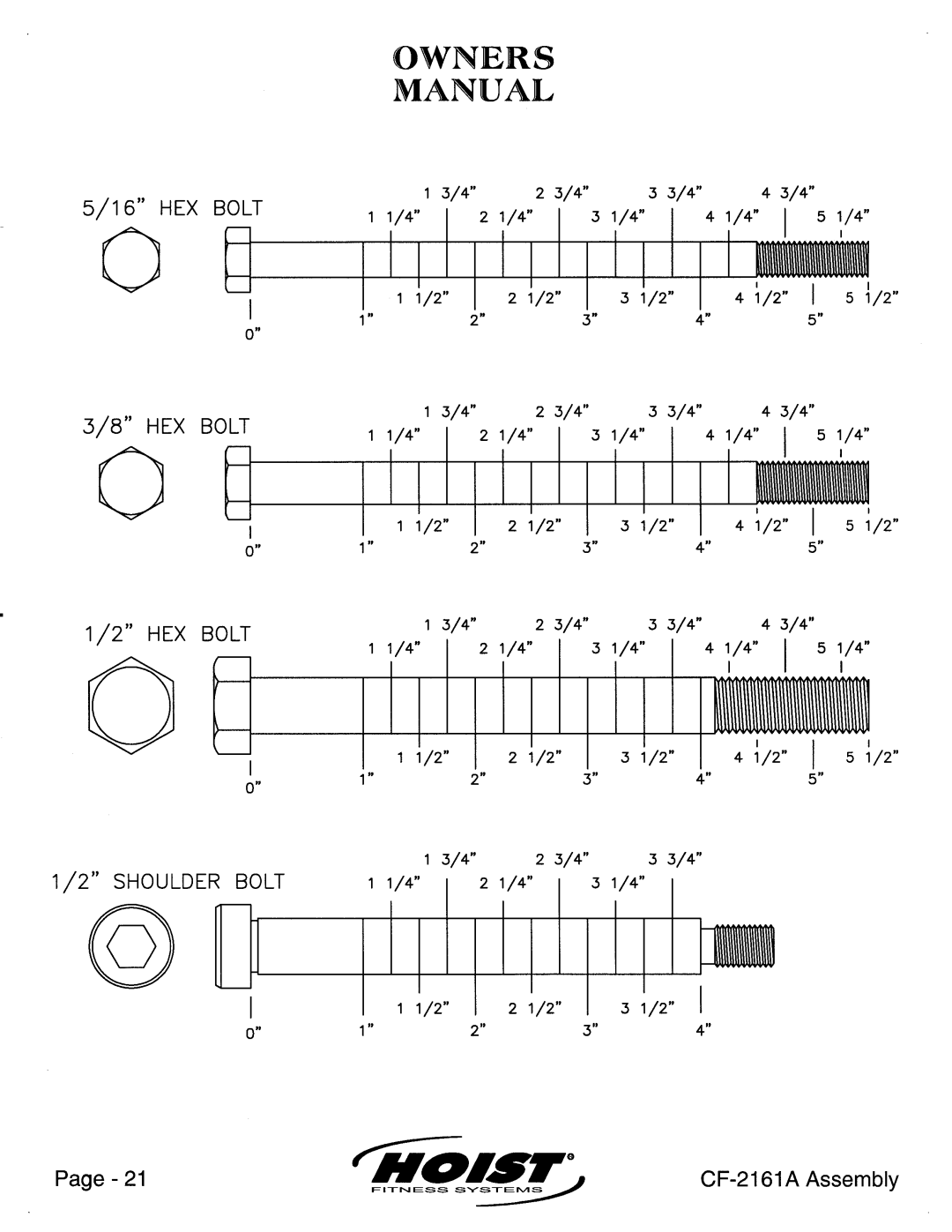 Hoist Fitness CF-2161A manual 
