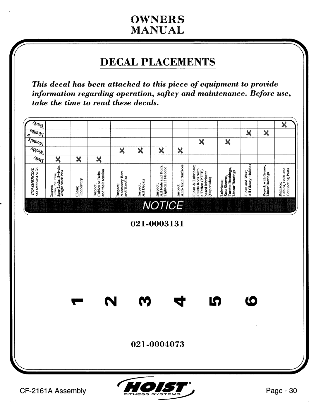 Hoist Fitness CF-2161A manual 