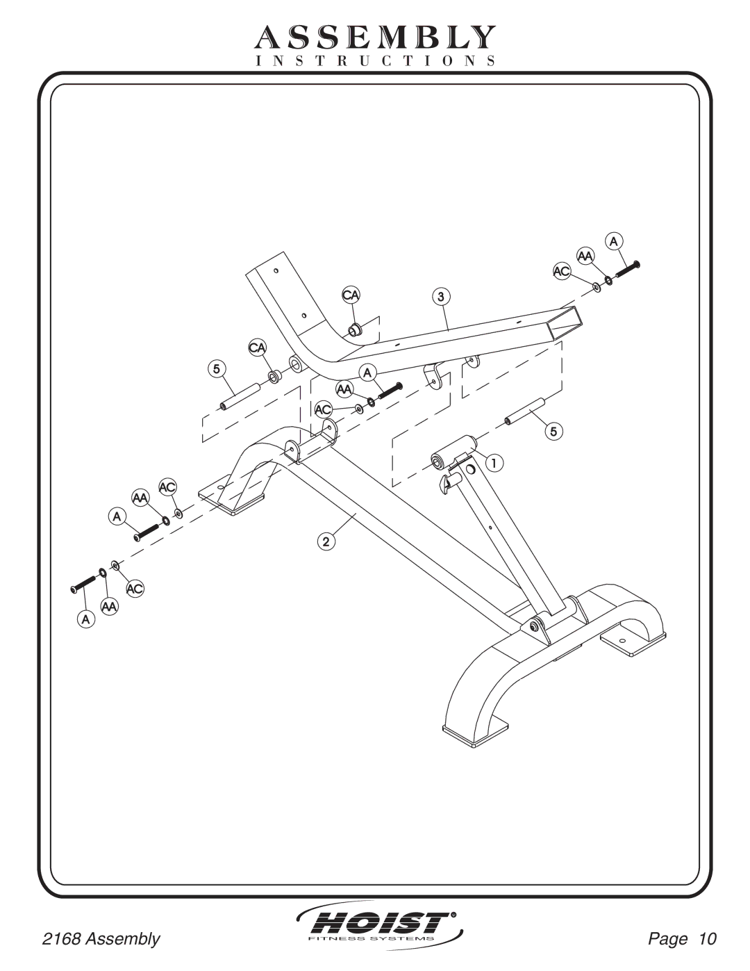 Hoist Fitness CF-2168 owner manual CA3 5A AA 