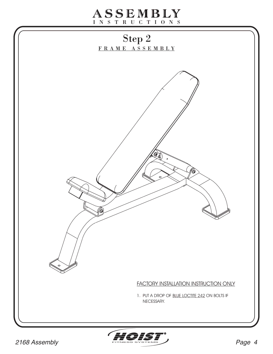 Hoist Fitness CF-2168 owner manual Hoist 