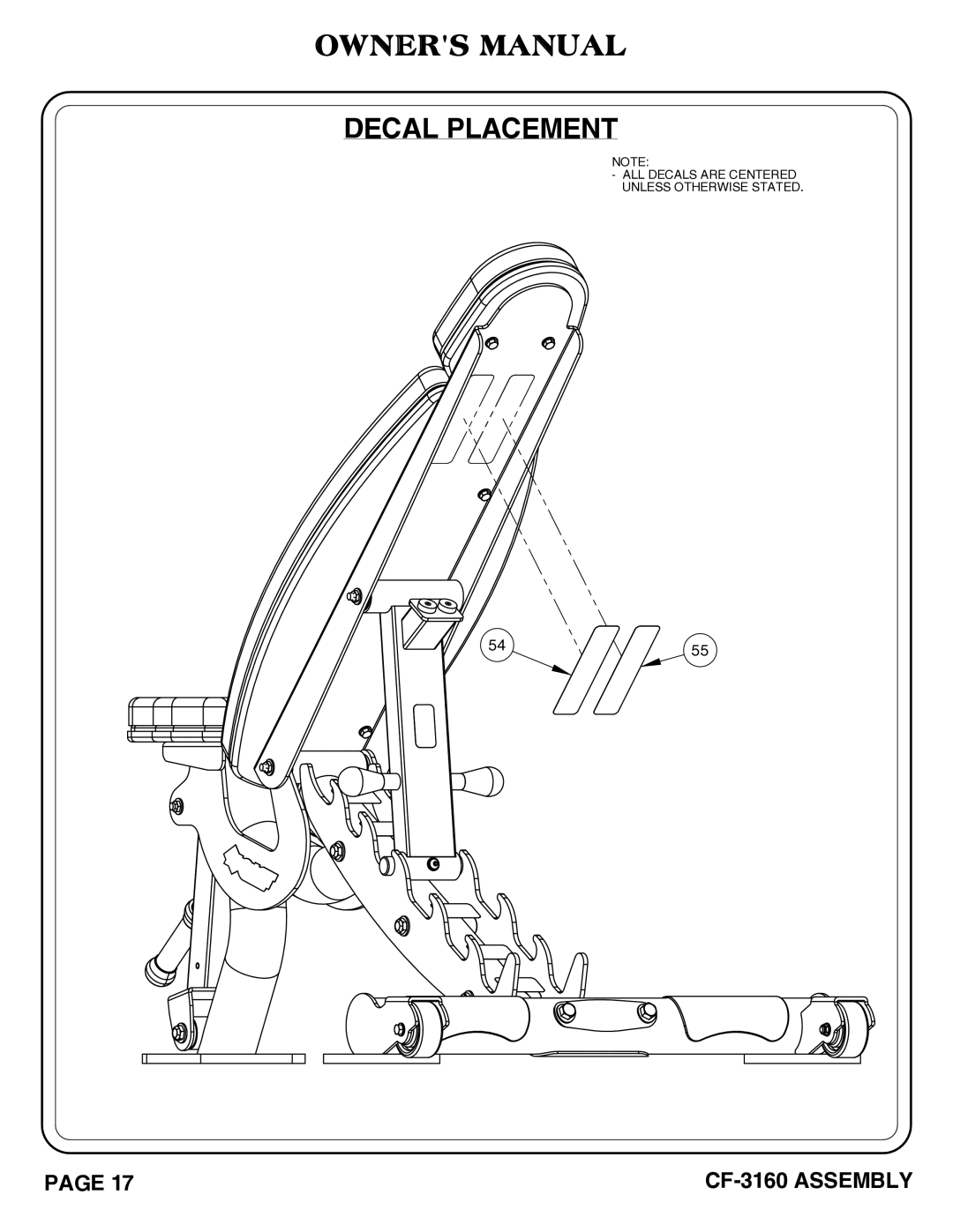 Hoist Fitness cf-3160 owner manual CF-3160 Assembly 