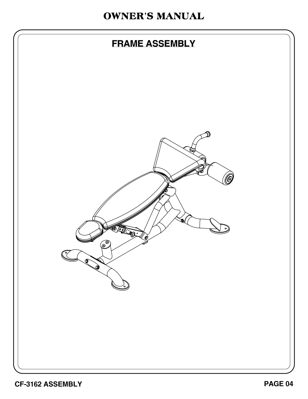 Hoist Fitness CF-3162 owner manual Frame Assembly 