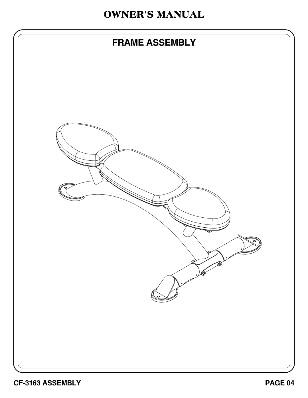 Hoist Fitness CF-3163 owner manual Frame Assembly 