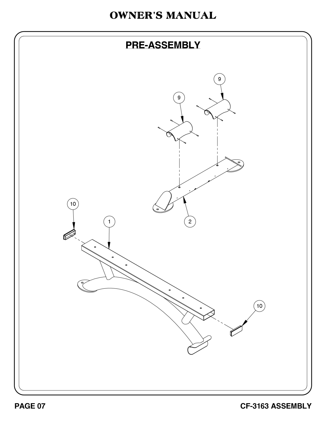 Hoist Fitness CF-3163 owner manual Pre-Assembly 