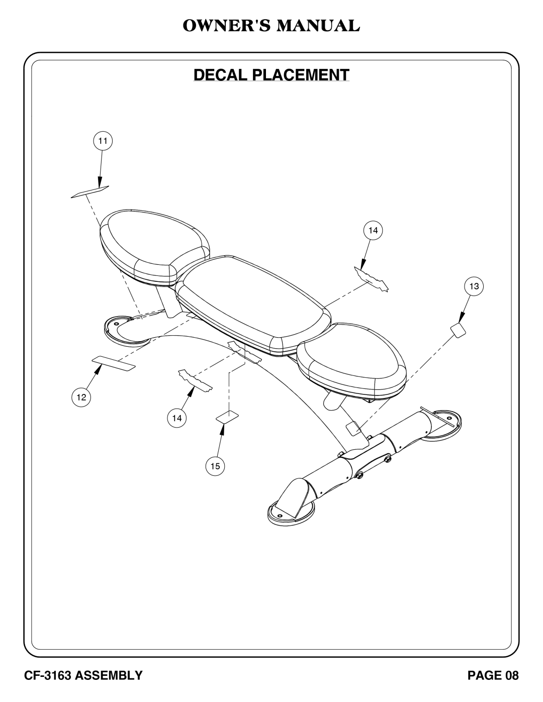 Hoist Fitness CF-3163 owner manual Decal Placement 