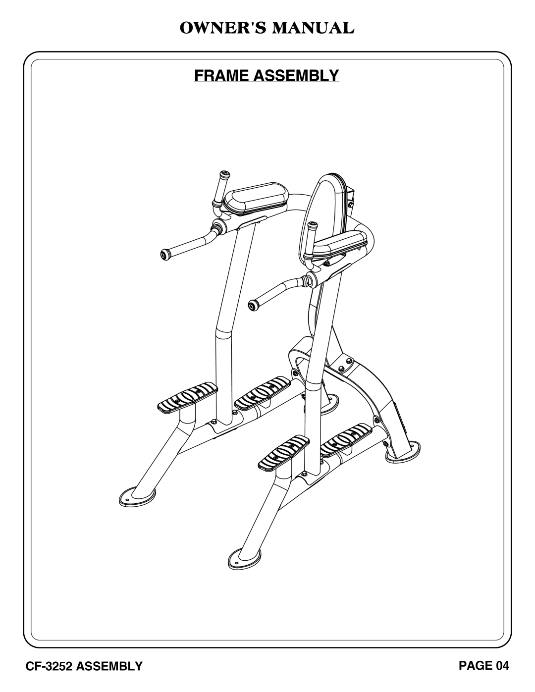 Hoist Fitness CF-3252 owner manual Frame Assembly 