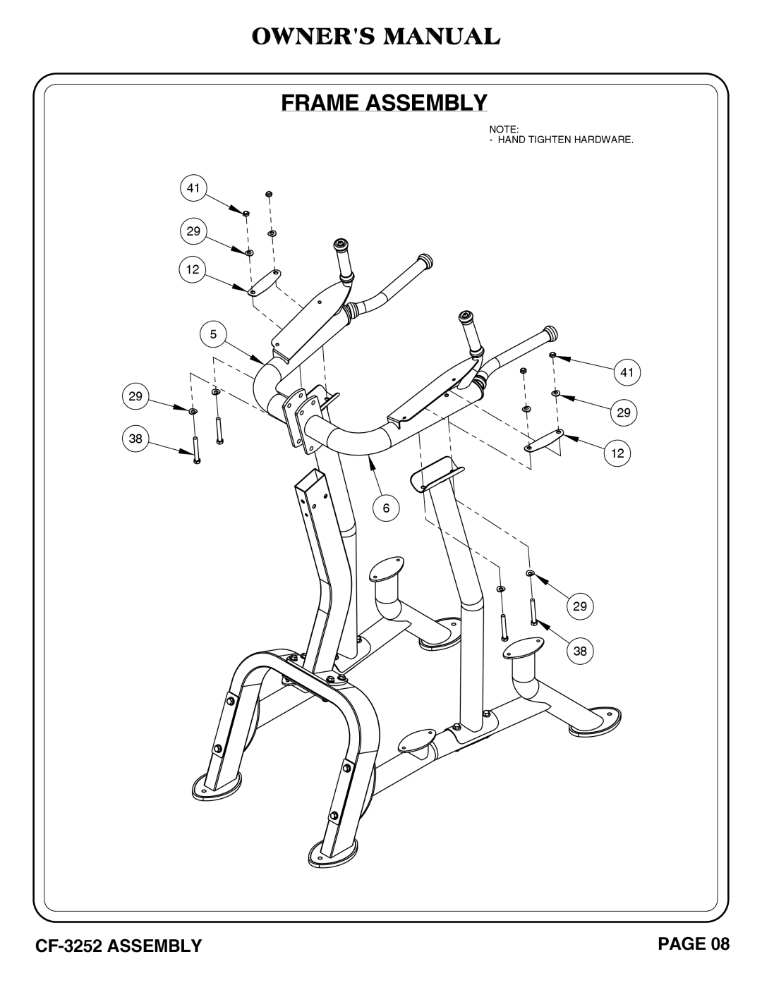 Hoist Fitness CF-3252 owner manual Frame Assembly 