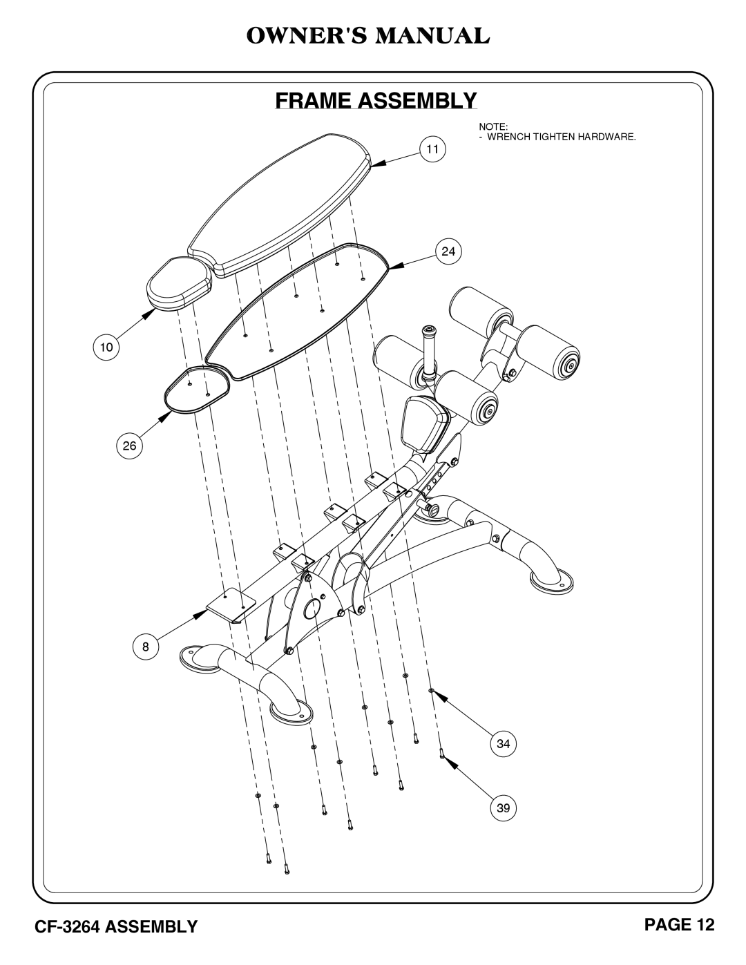 Hoist Fitness CF-3264 owner manual Frame Assembly 