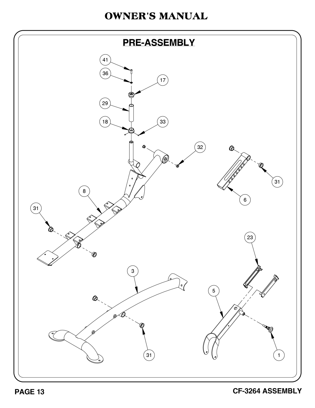 Hoist Fitness CF-3264 owner manual Pre-Assembly 