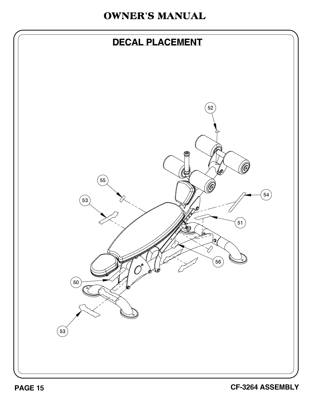 Hoist Fitness CF-3264 owner manual Decal Placement 