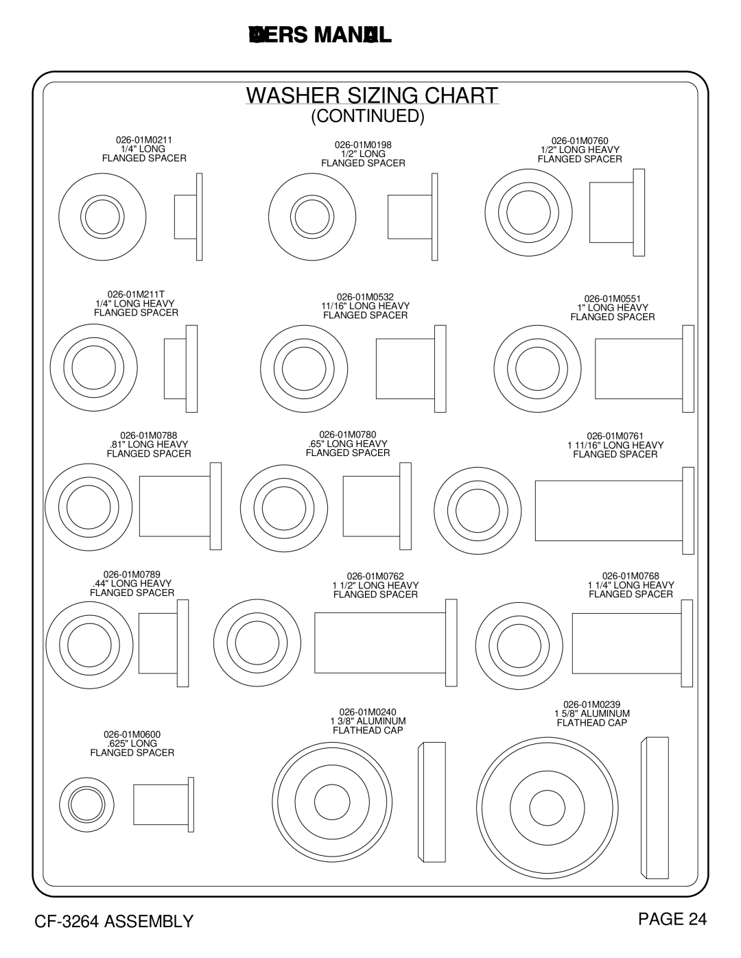 Hoist Fitness CF-3264 owner manual 026-01M211T 1/4 Long Heavy Flanged Spacer 