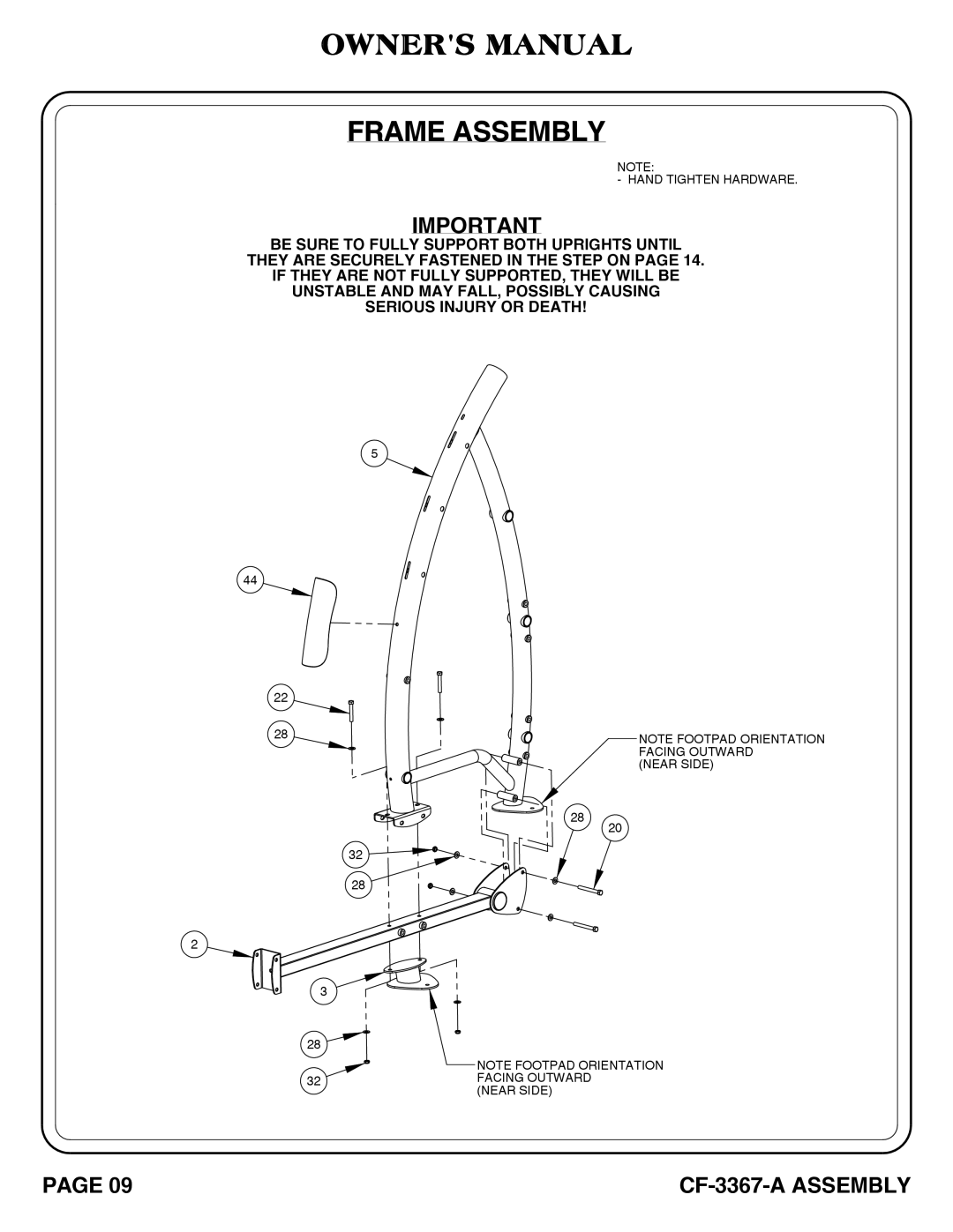 Hoist Fitness CF-3367-A SQUAT RACK owner manual Near Side 