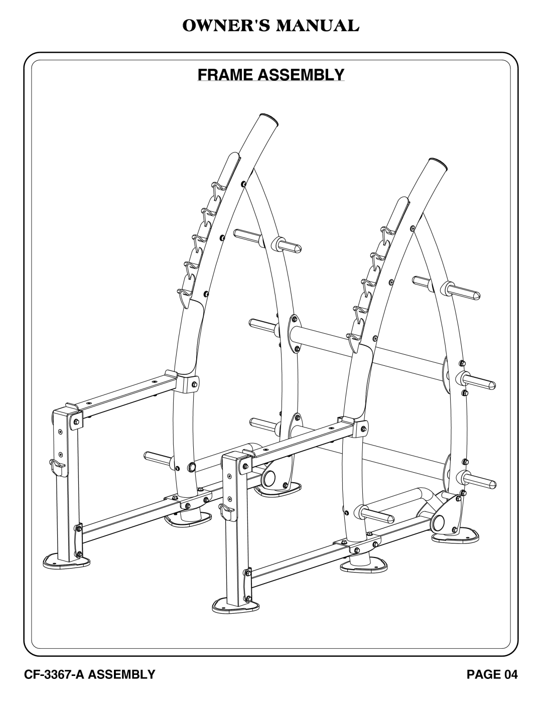 Hoist Fitness CF-3367-A SQUAT RACK owner manual Frame Assembly 