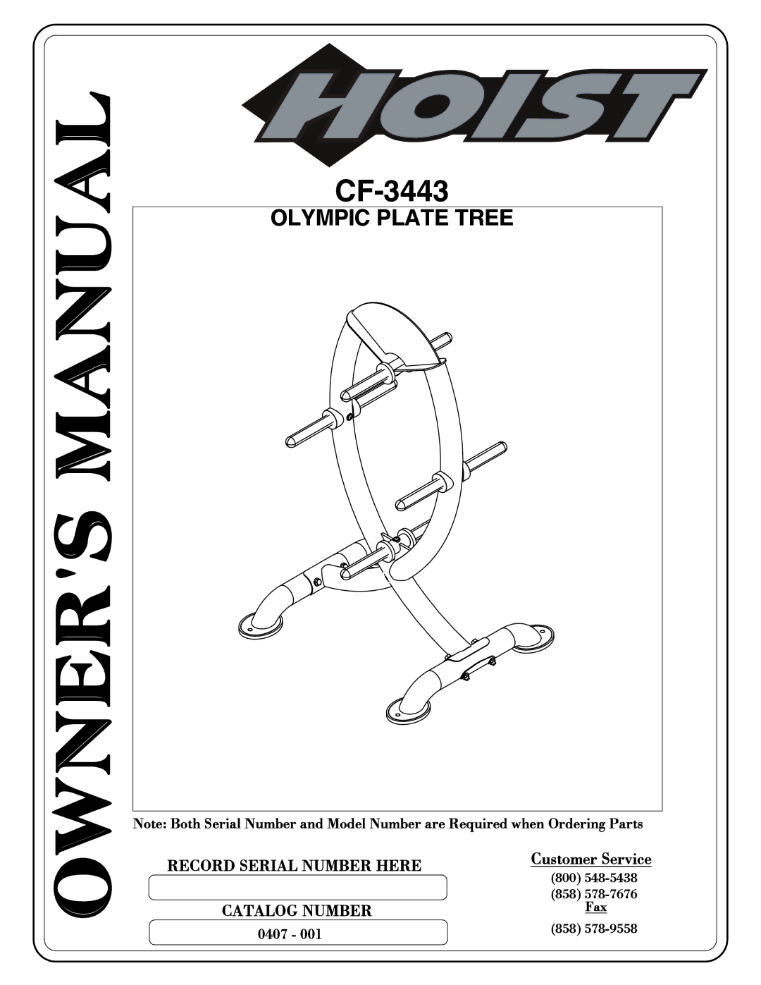 Hoist Fitness cf-3443 owner manual CF-3443 