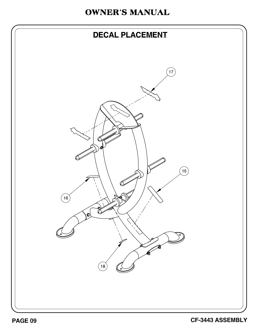 Hoist Fitness cf-3443 owner manual Decal Placement 