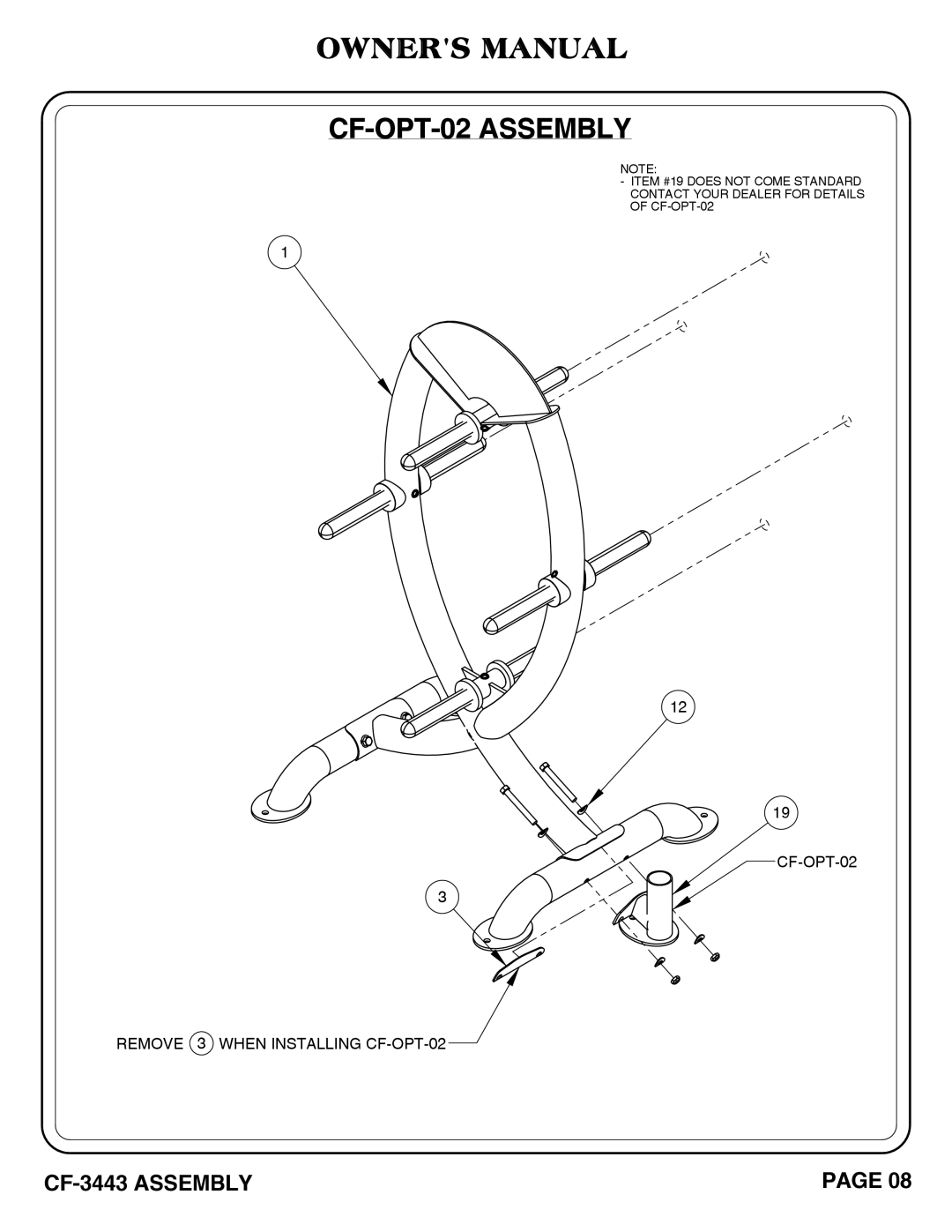 Hoist Fitness cf-3443 owner manual CF-OPT-02 Assembly 