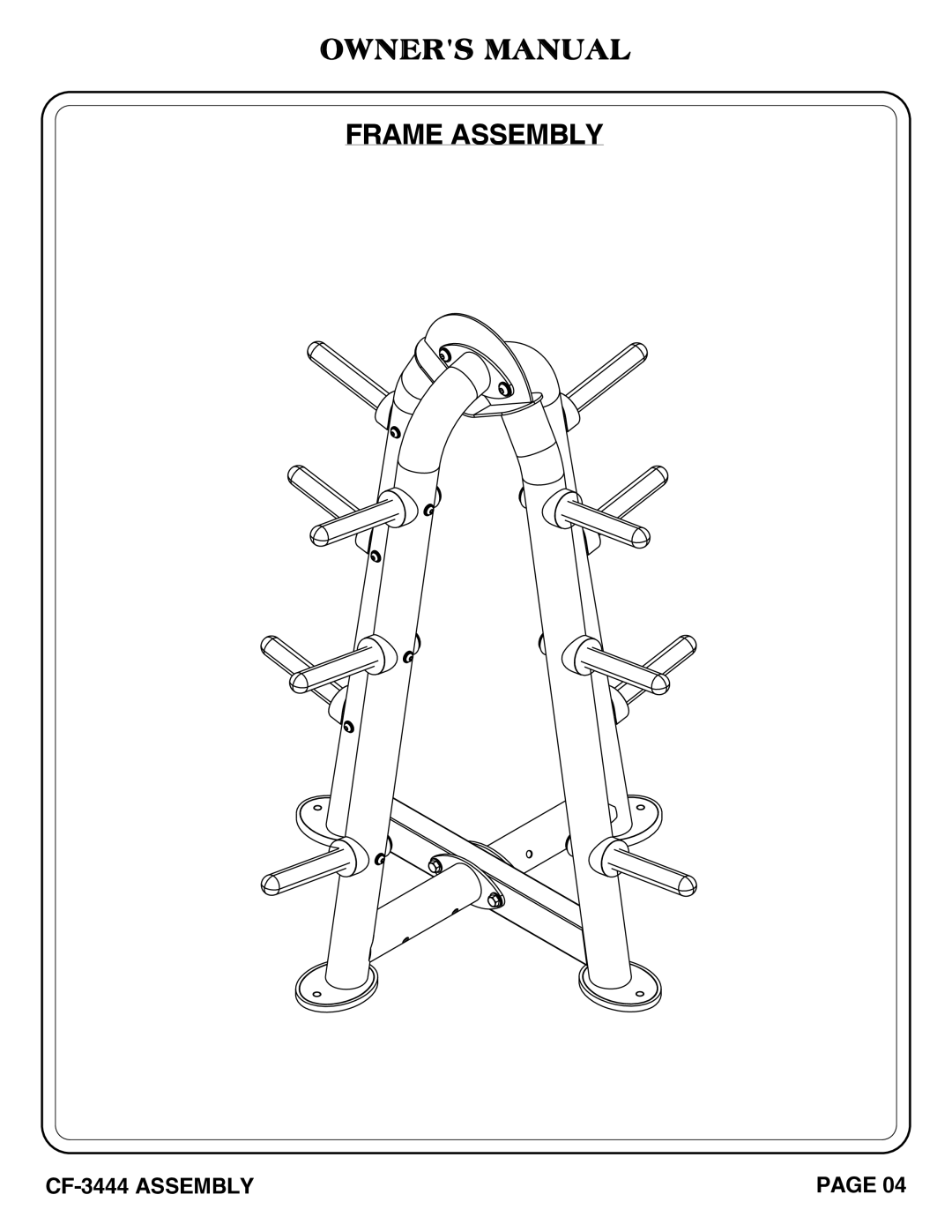 Hoist Fitness cf-3444 owner manual Frame Assembly 