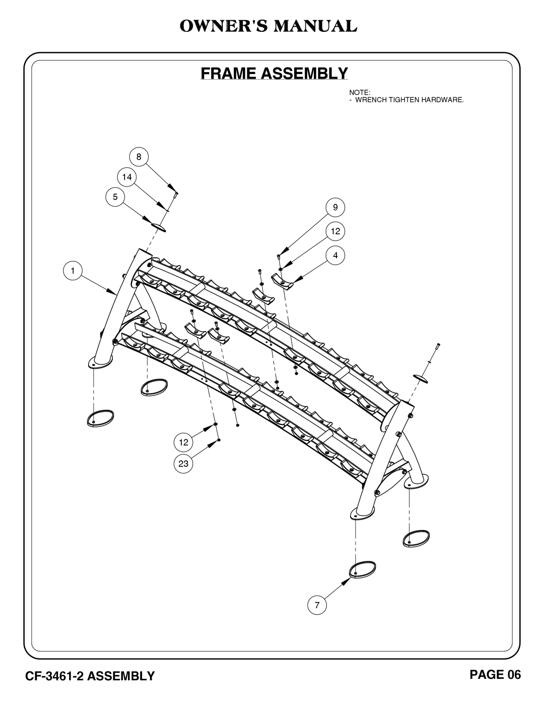 Hoist Fitness CF-3461-2 owner manual Frame Assembly 