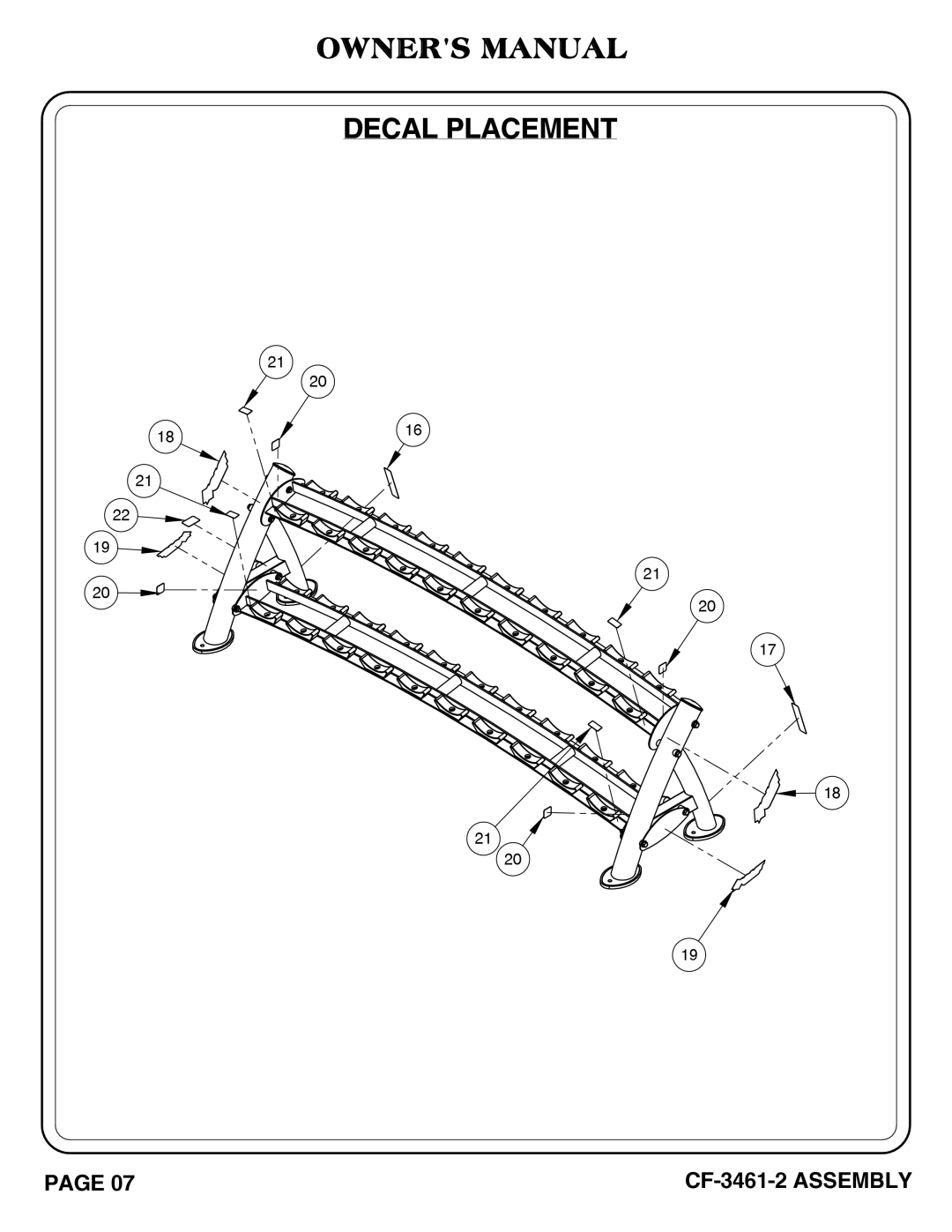 Hoist Fitness CF-3461-2 owner manual Decal Placement 