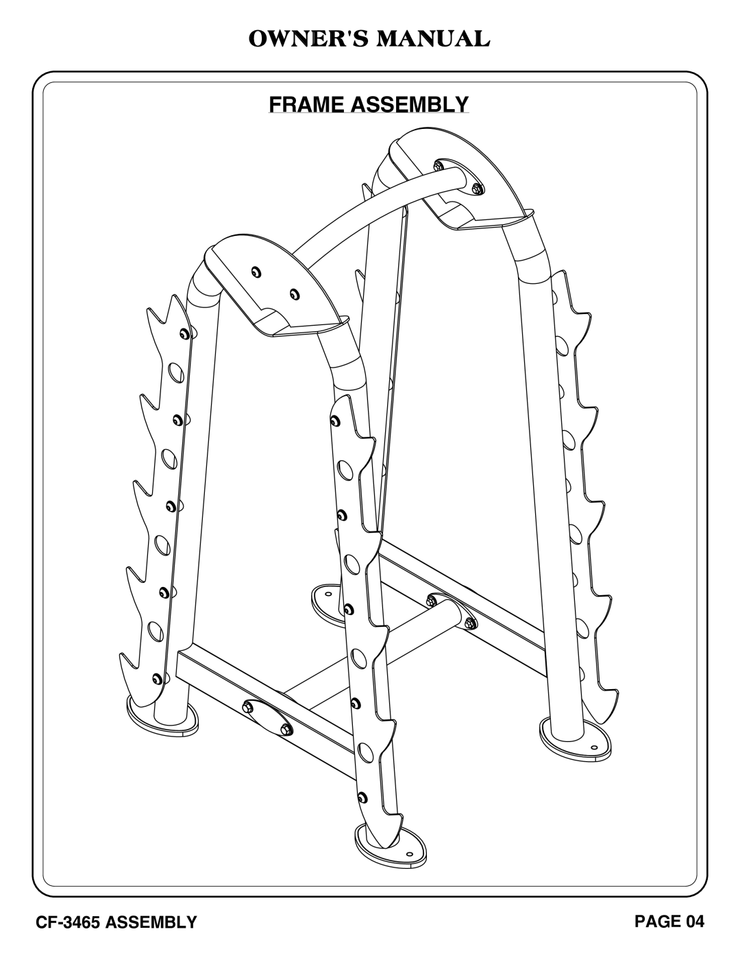 Hoist Fitness CF-3465 owner manual Frame Assembly 