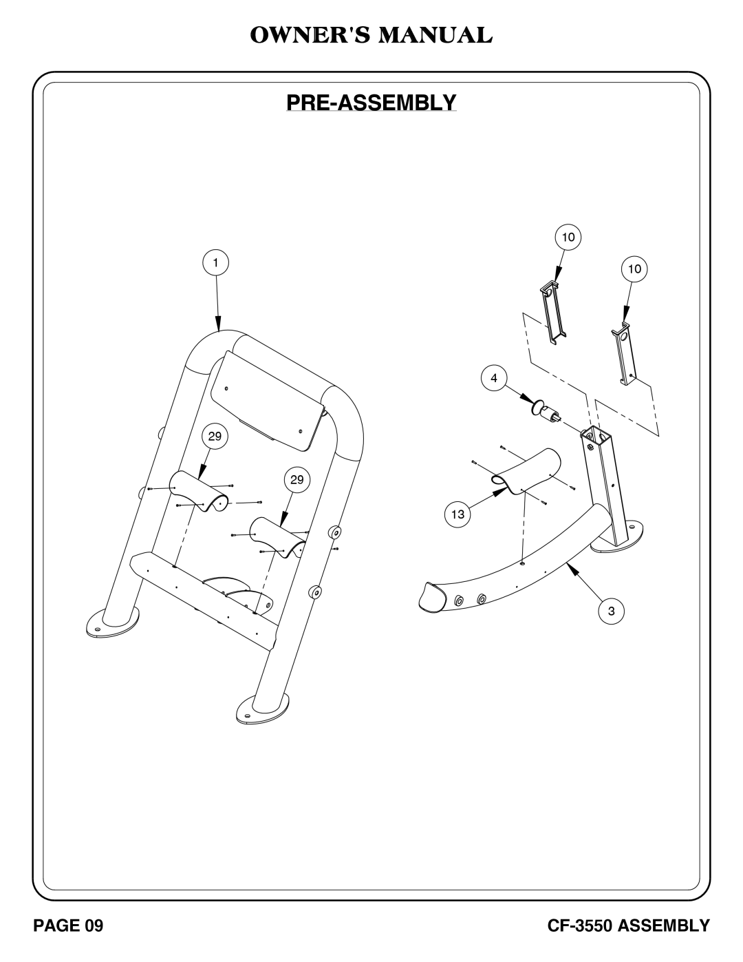 Hoist Fitness CF-3550 owner manual Pre-Assembly 