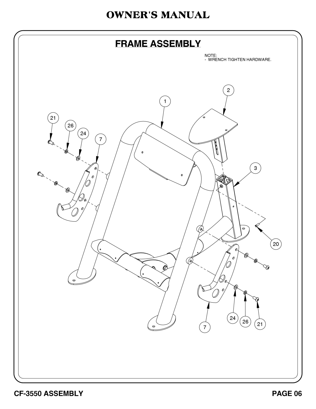 Hoist Fitness CF-3550 owner manual Frame Assembly 