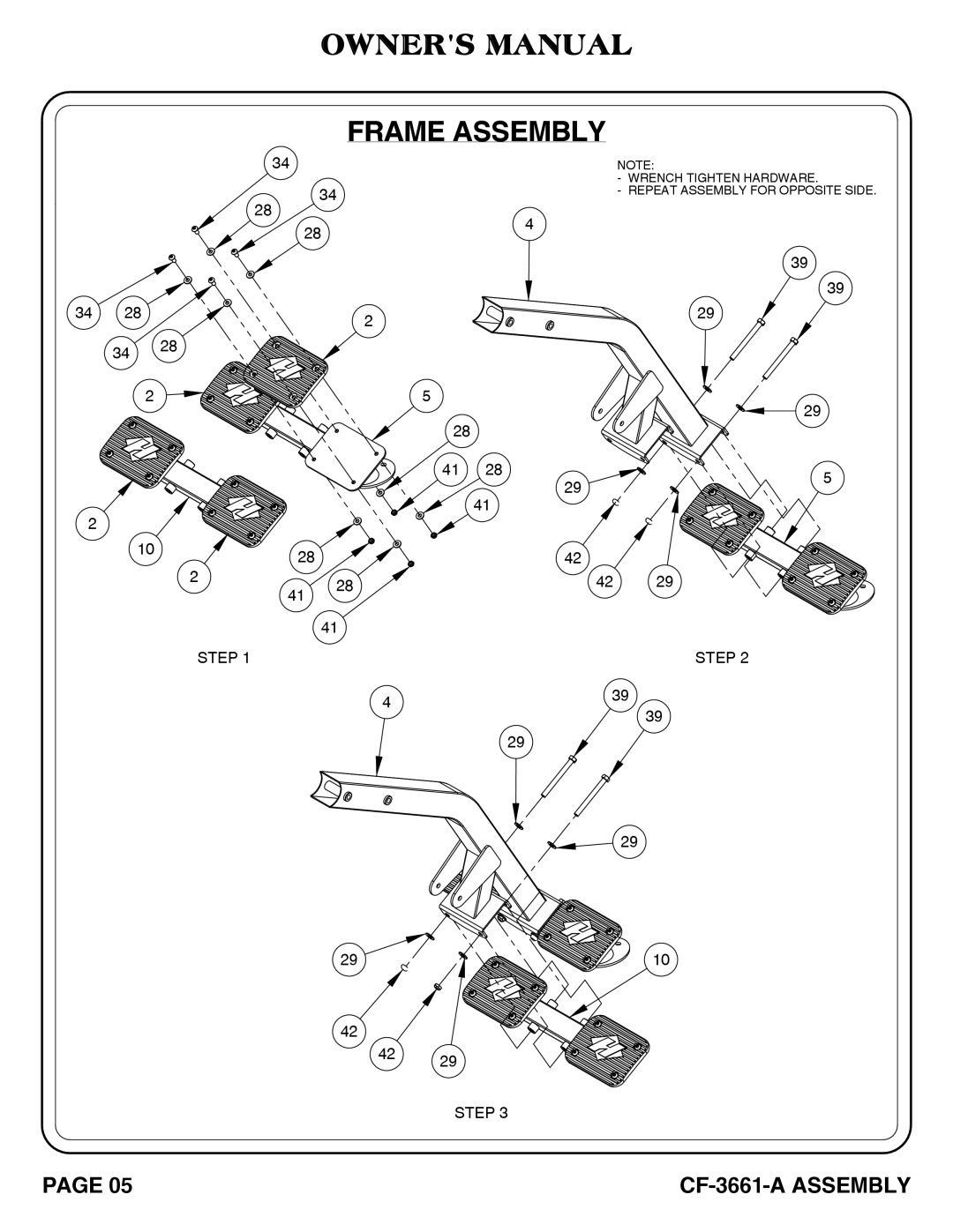 Hoist Fitness cf-3661-a owner manual Step 