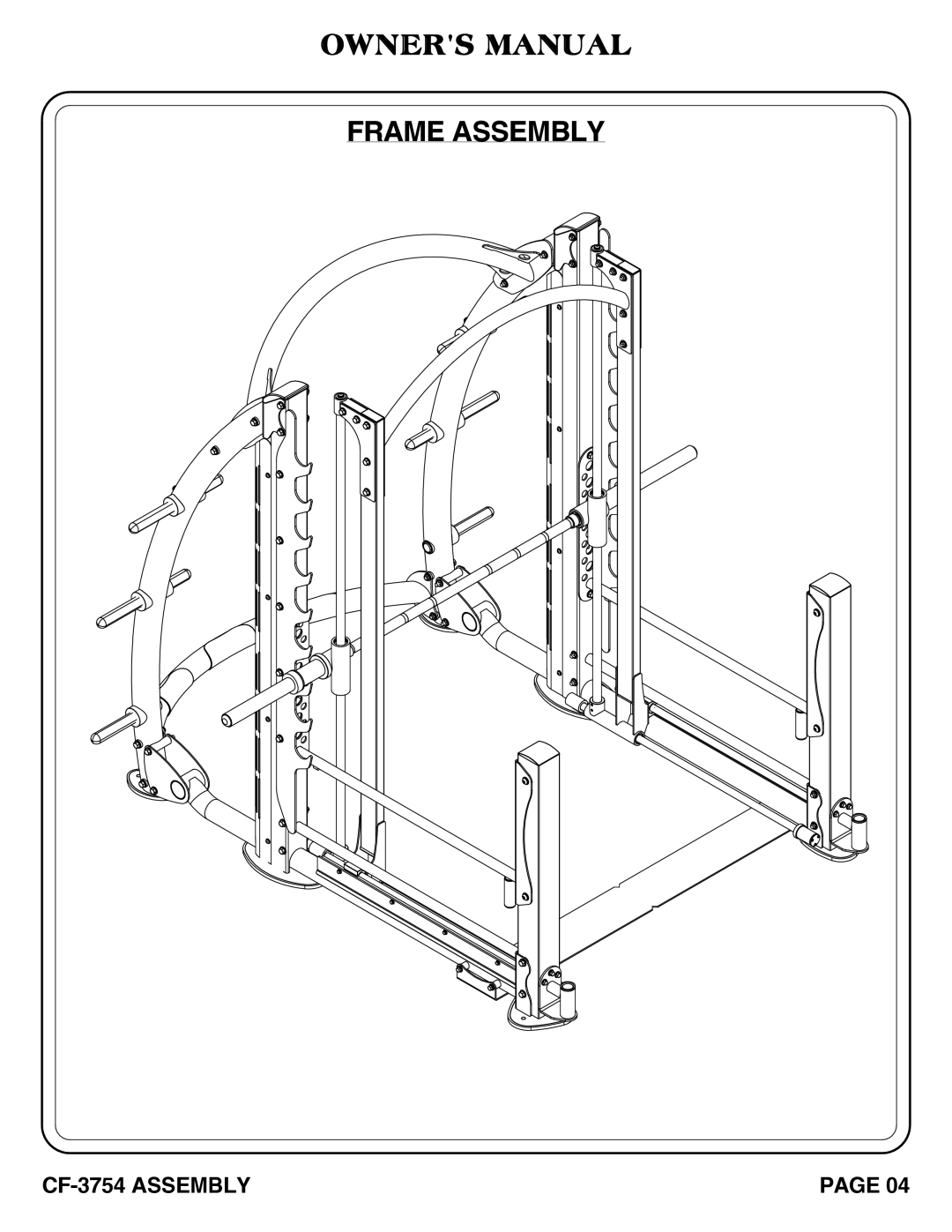 Hoist Fitness CF-3754 owner manual Frame Assembly 