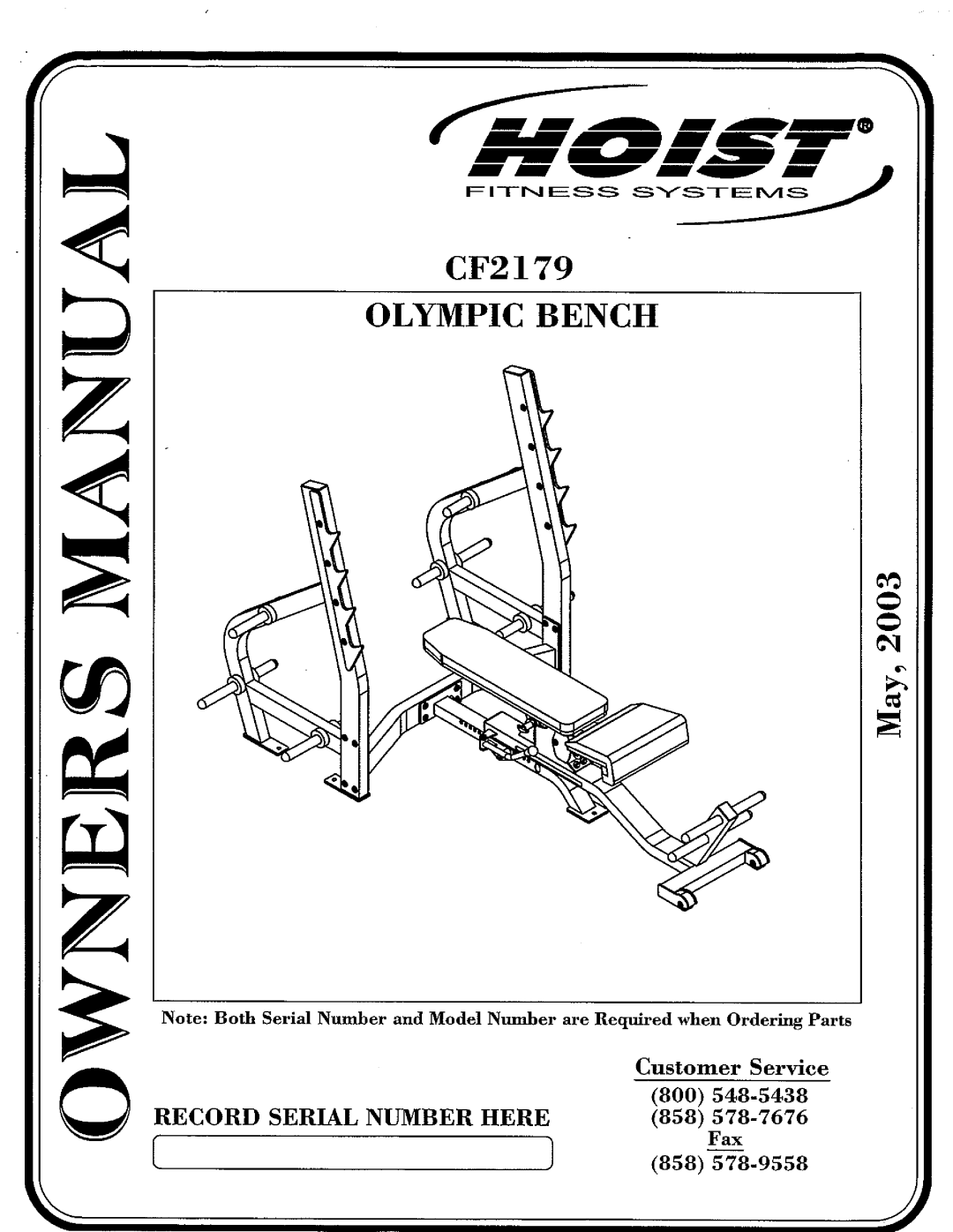 Hoist Fitness CF2179 manual 