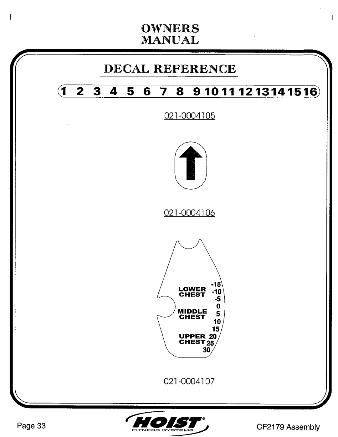 Hoist Fitness CF2179 manual 