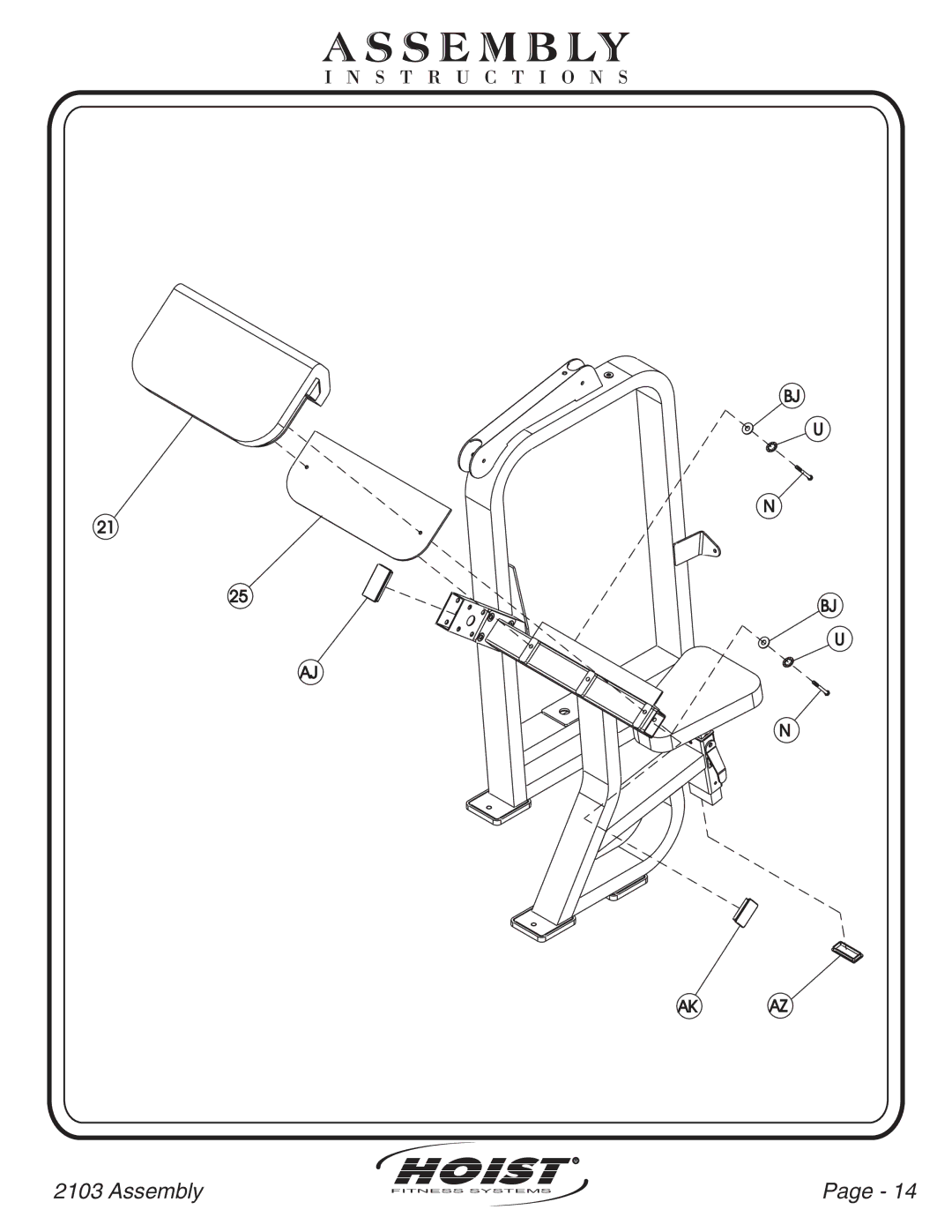 Hoist Fitness CL-2103 owner manual Ak Az 