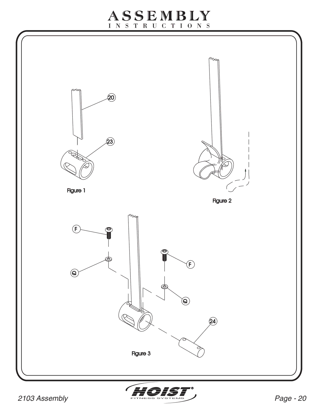 Hoist Fitness CL-2103 owner manual Assembly 