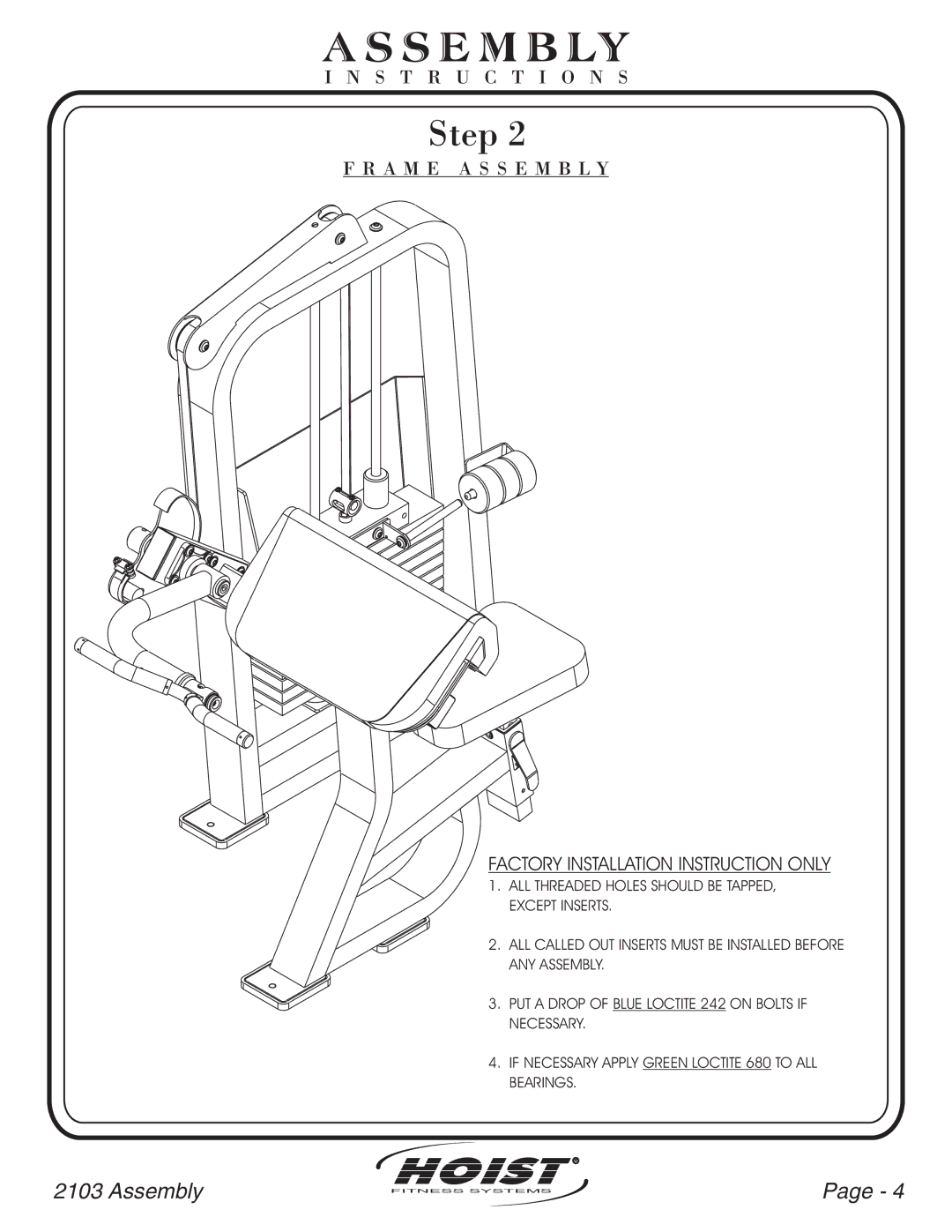 Hoist Fitness CL-2103 owner manual Hoist 