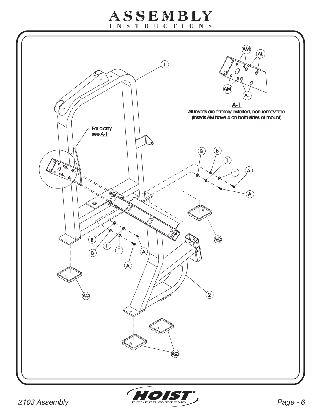 Hoist Fitness CL-2103 owner manual Bta 