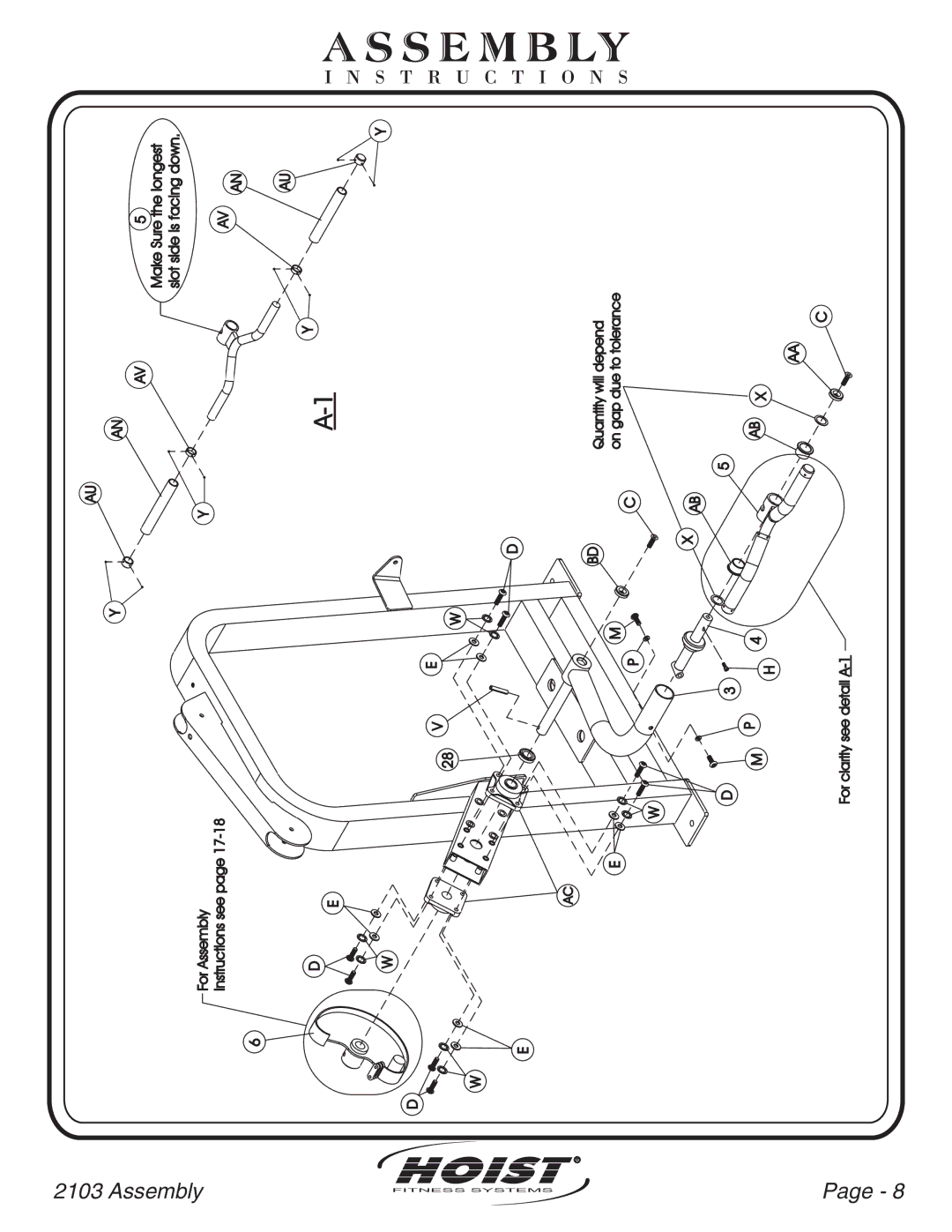 Hoist Fitness CL-2103 owner manual Av An 