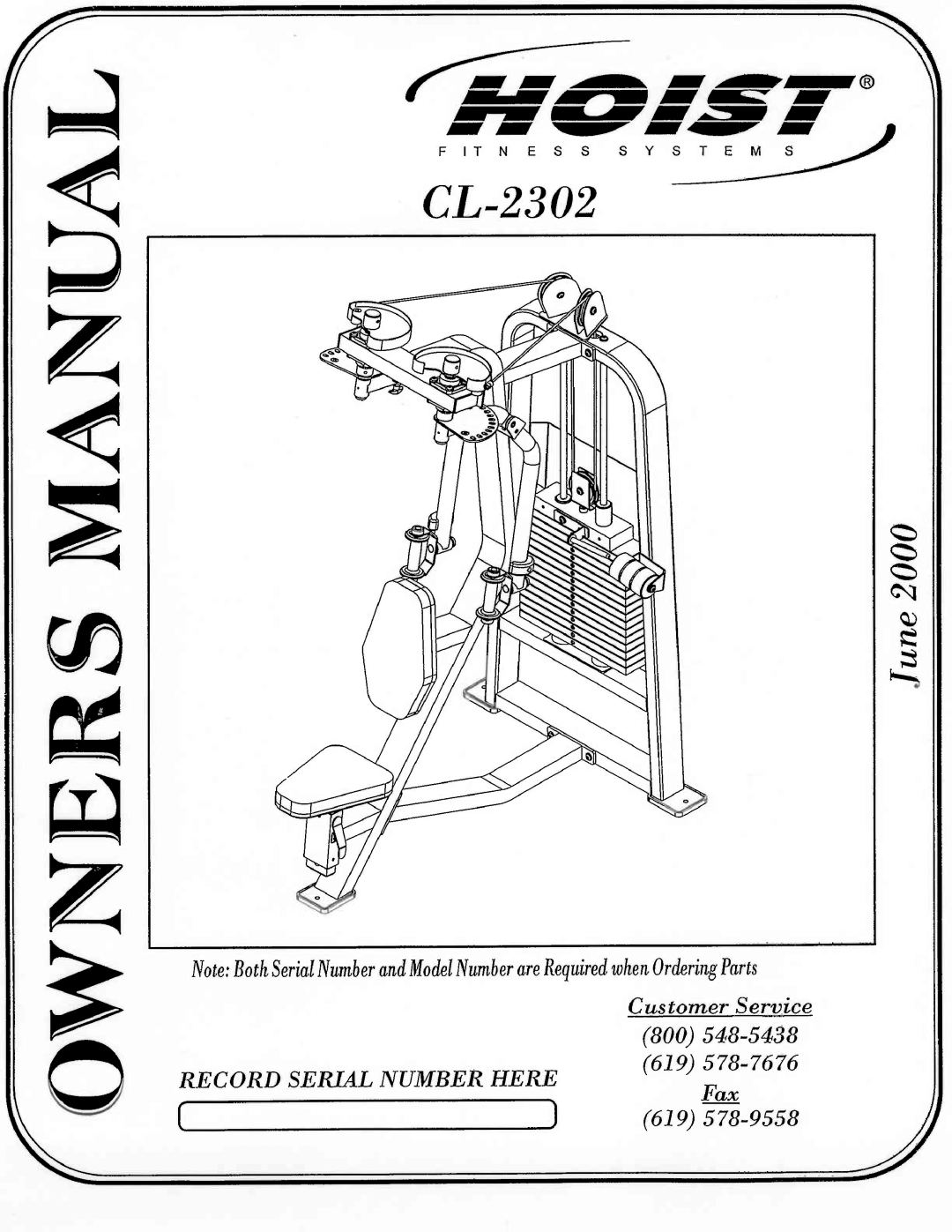 Hoist Fitness CL-2302 manual 