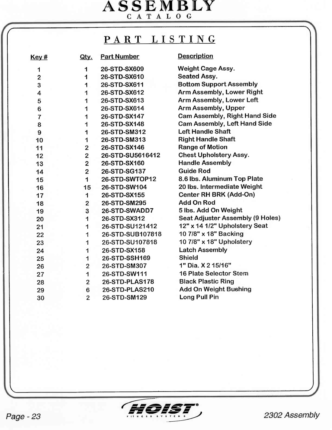 Hoist Fitness CL-2302 manual 