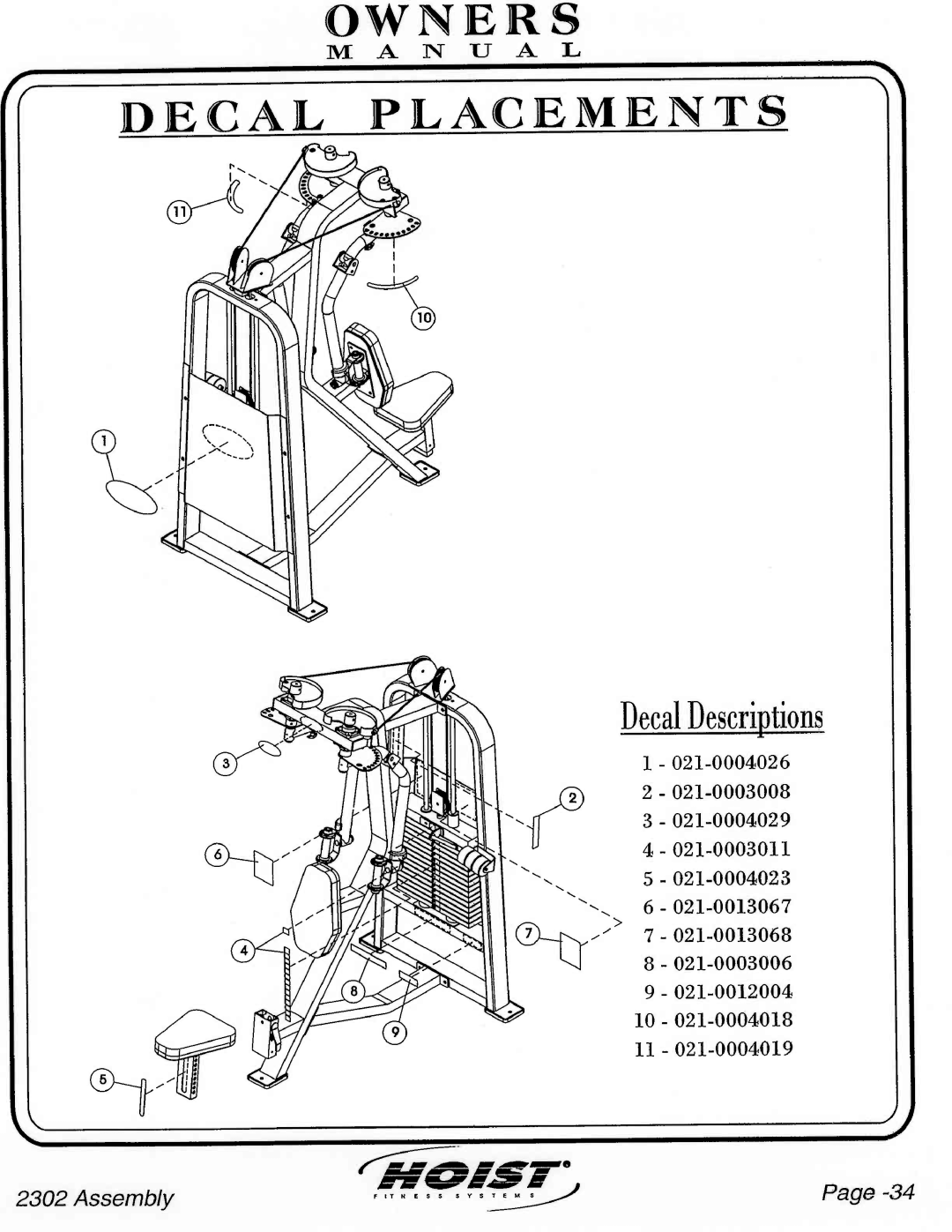 Hoist Fitness CL-2302 manual 