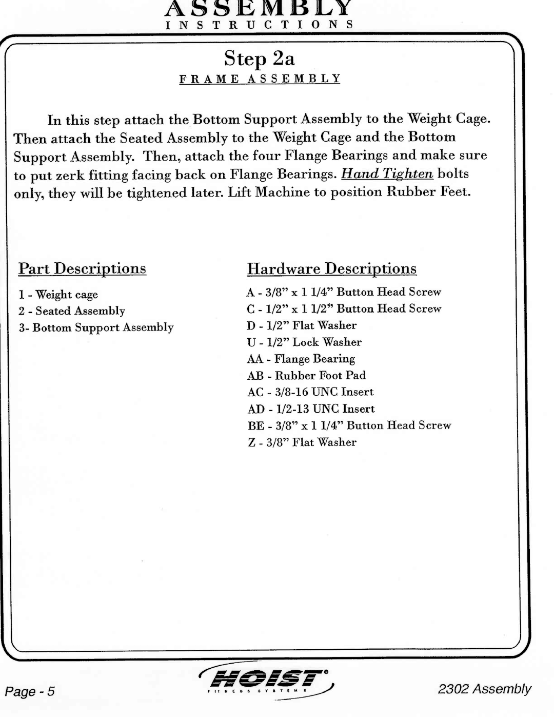 Hoist Fitness CL-2302 manual 