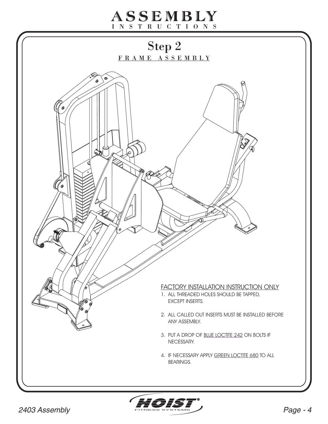 Hoist Fitness CL-2403 owner manual Hoist 