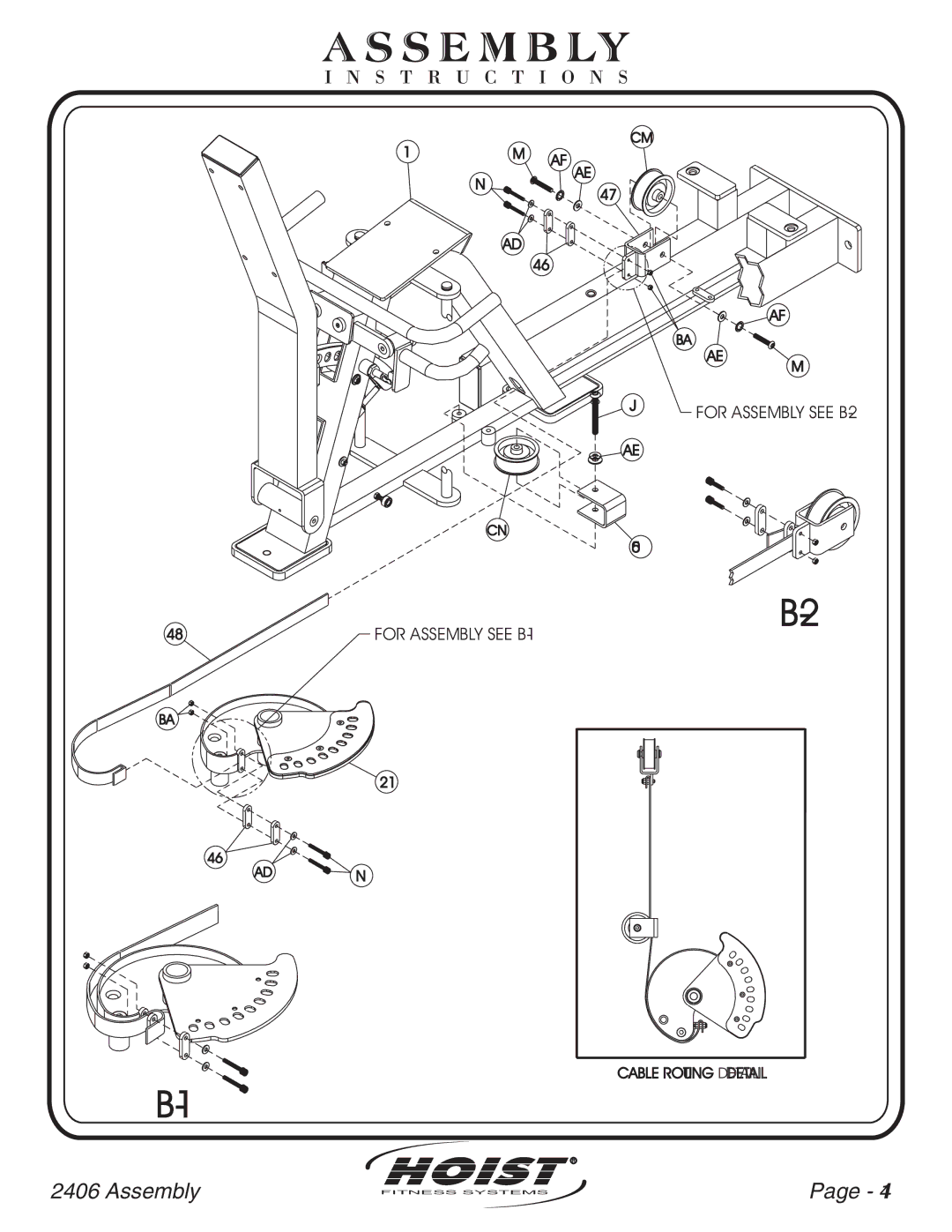 Hoist Fitness CL-2406 owner manual Cable Routing Detail 