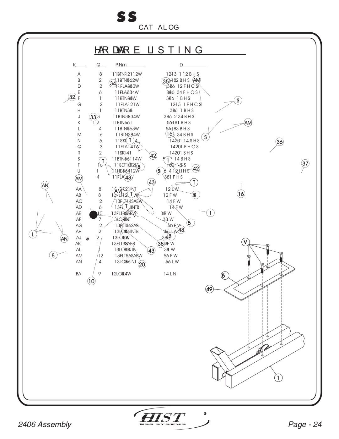 Hoist Fitness CL-2406 owner manual R D W a R E L I S T I N G 