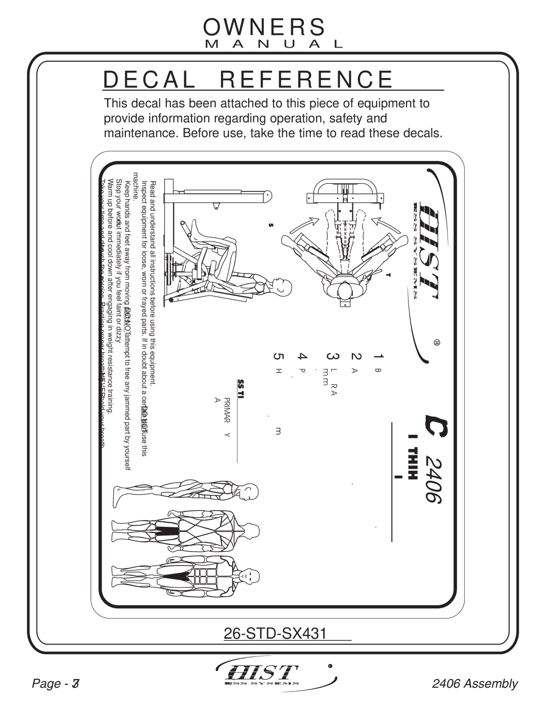 Hoist Fitness CL-2406 owner manual Hoist 