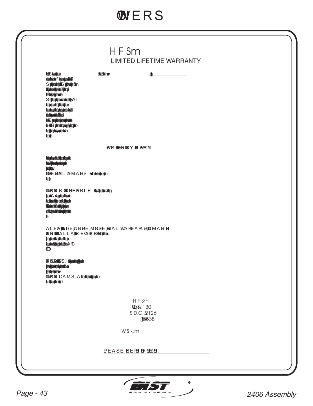 Hoist Fitness CL-2406 owner manual Hoist Fitness Systems 