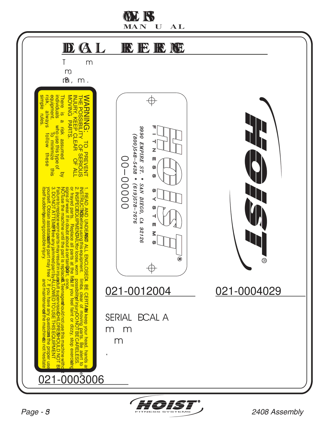 Hoist Fitness CL-2408 owner manual Hoist R 