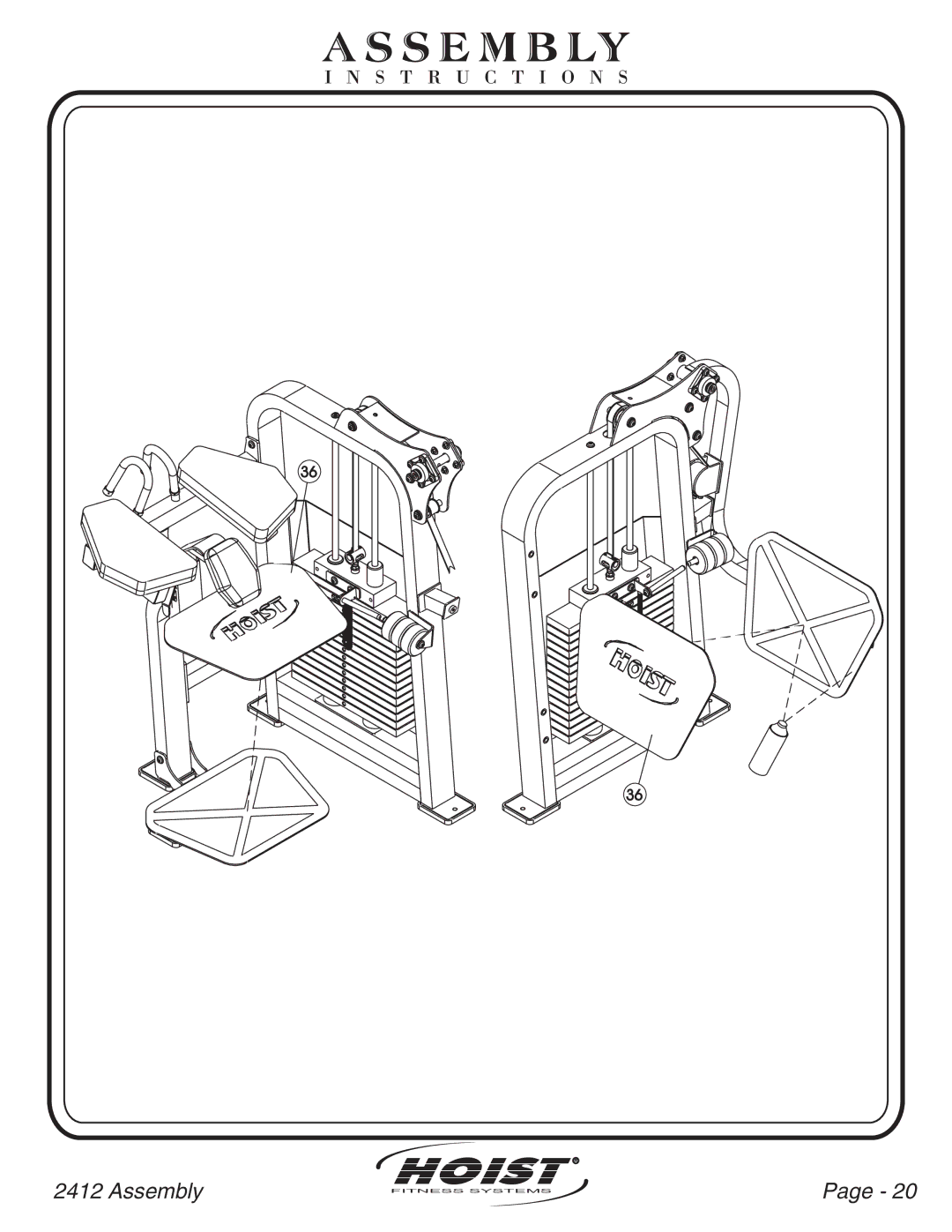 Hoist Fitness CL-2412 owner manual Ss E M B Ly 