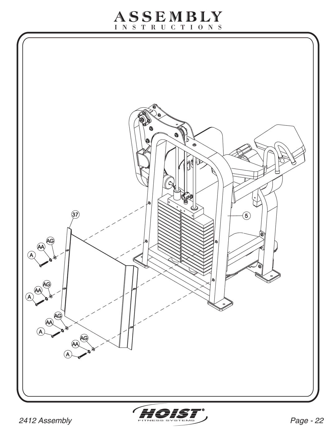 Hoist Fitness CL-2412 owner manual Ss E M B Ly 